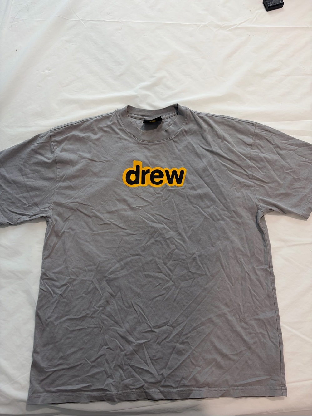 drew house Gray T-Shirt with Yellow Logo